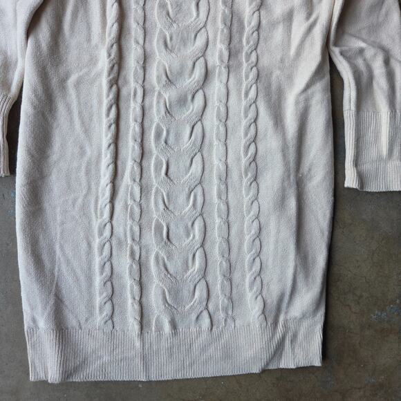 Banana Republic Cable Knit Sweater Dress Size M Cream Turtleneck Cotton Blend - Picture 5 of 8